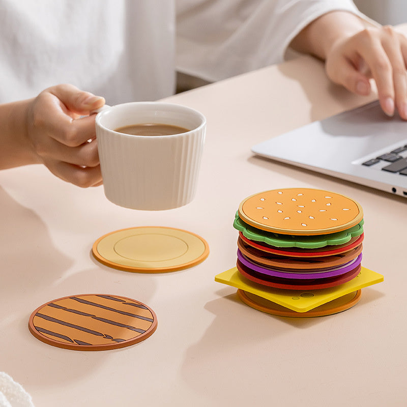 8 Piece Burger Coaster & Coffee Cup Insulation Pad Set