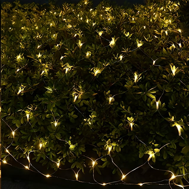 Christmas Fairy LED Net Lights 12ft*5ft 360 LED with 8 Modes Plug In, Warm White