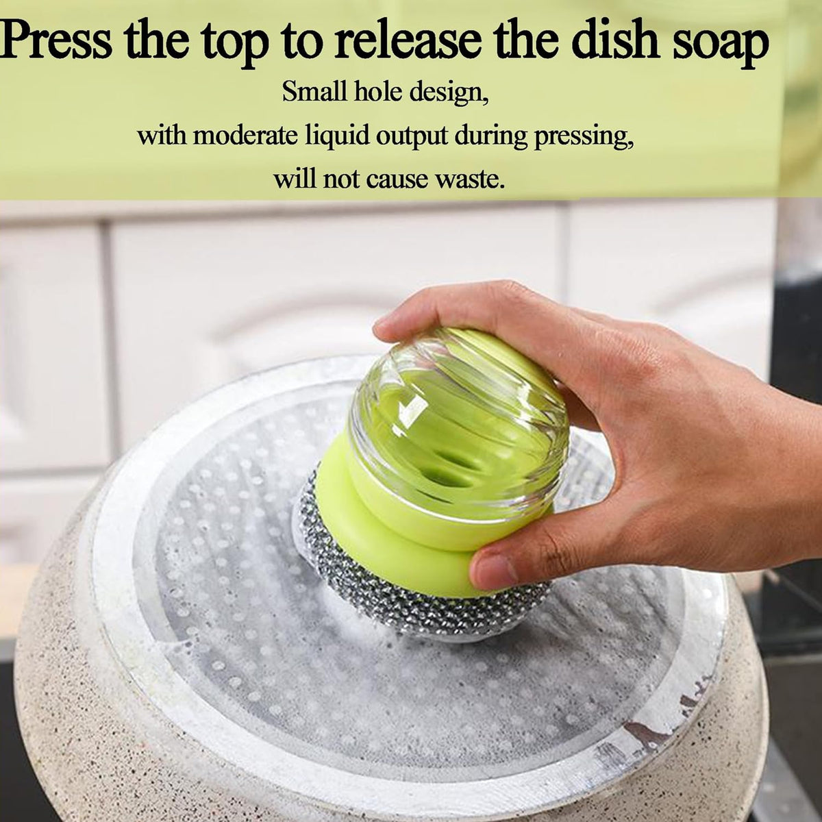 Astronaut Spherical Pot Brush with Automatic Liquid Dispenser (Green)