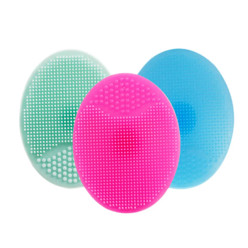 Soft Silicone Facial Cleansing Brush 2PCS, Exfoliating, Blackhead Remover, Skin Spa Scrub Pad