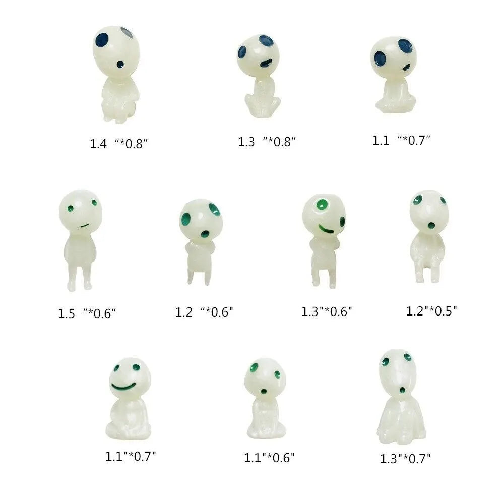 Glowing Luminous Tree Spirits Micro Landscape Figure, 10 Pieces, Blue