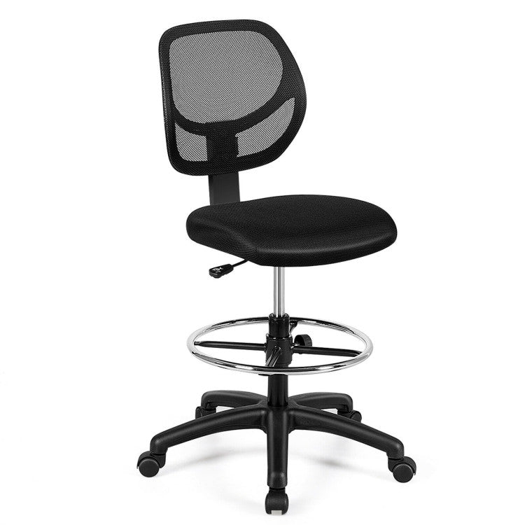 Office Chair Adjustable Height Mid Back Mesh Chair, Black
