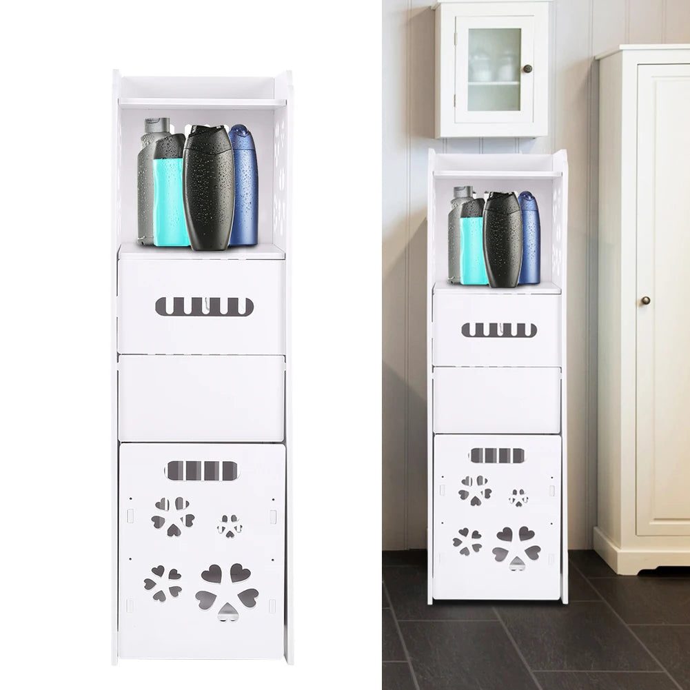 Wood Plastic Board 3 Tier Bathroom Shelf Cabinet