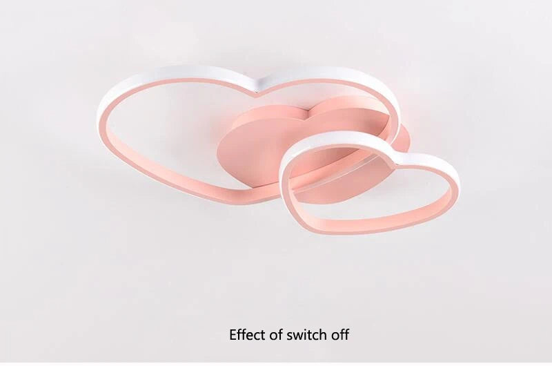 Heart Shape Ceiling Lamp Princess Pink Dimmable Chandelier Lighting with Remote