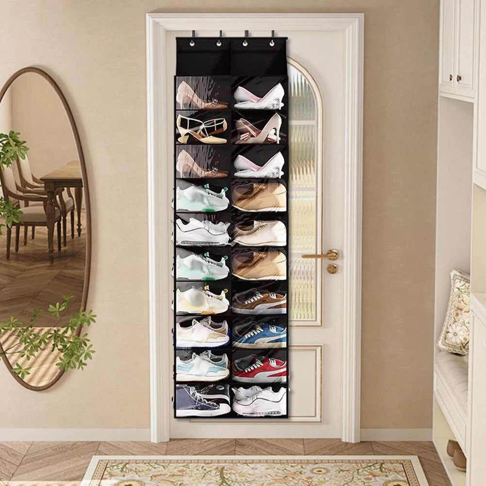 Over Door Shoe Organizer with 20 Large Pockets &amp; Hooks