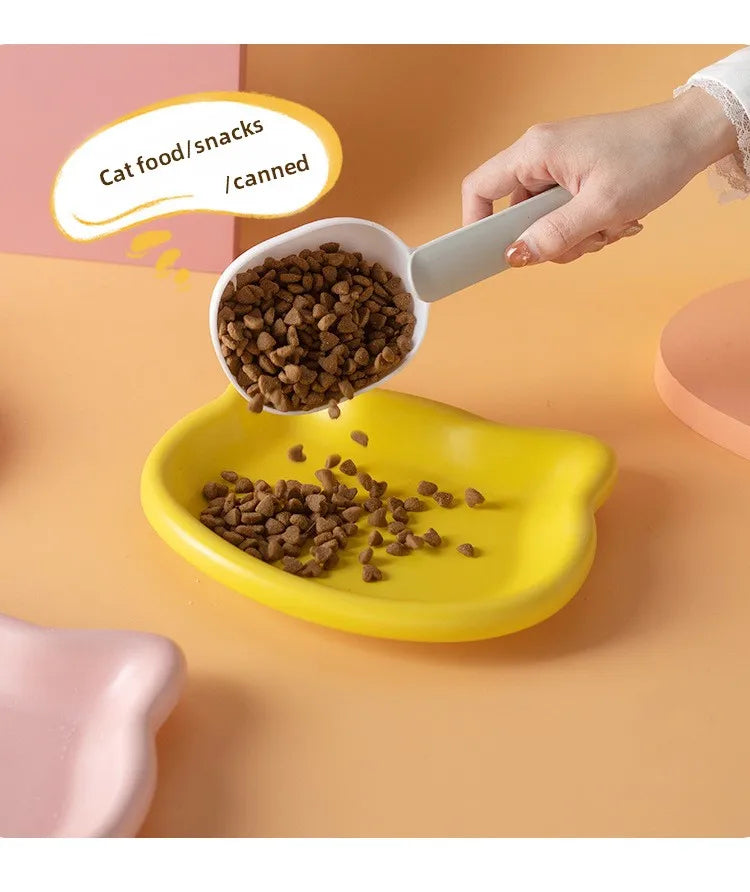 Ergonomic Dwarf Cat Food Plate Low-Profile Dish for Flat-Faced Cats (Yellow)