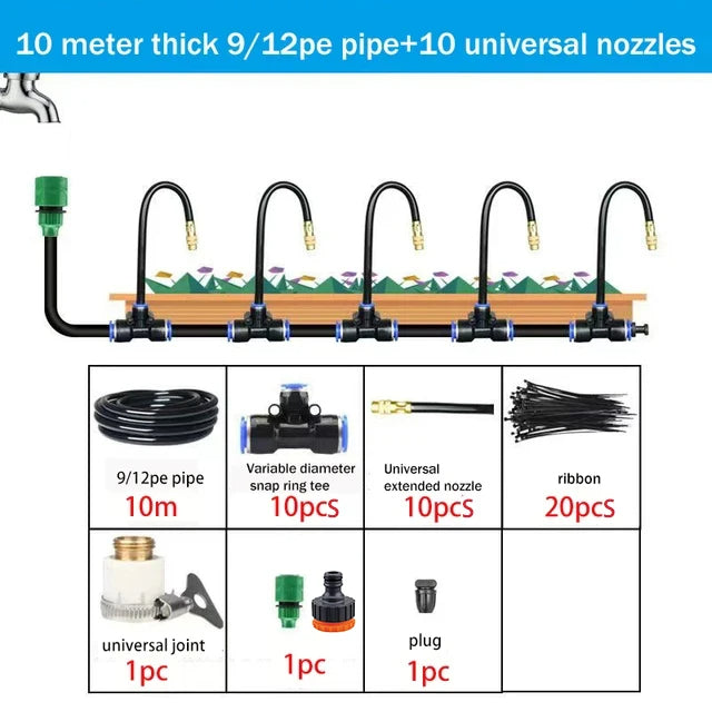 10M Universal Automatic Irrigation Sprinkler Kit Rotating Copper Nozzle