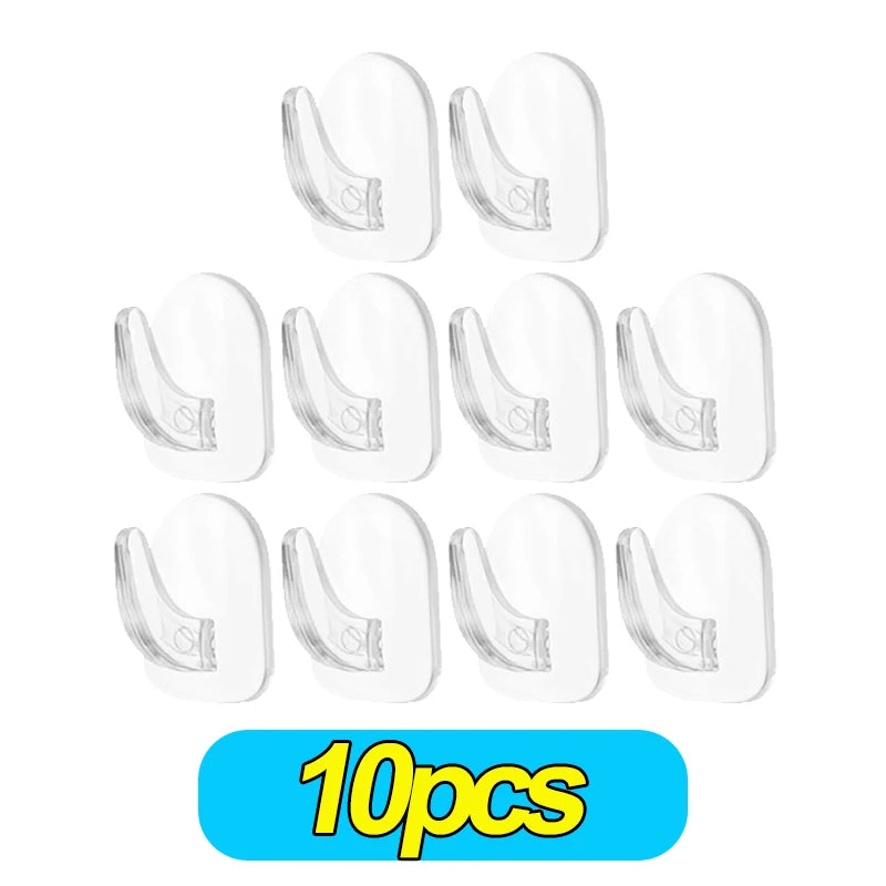 Transparent Seamless Wall Hooks 10PCS Waterproof Self-Adhesive Storage Organizers