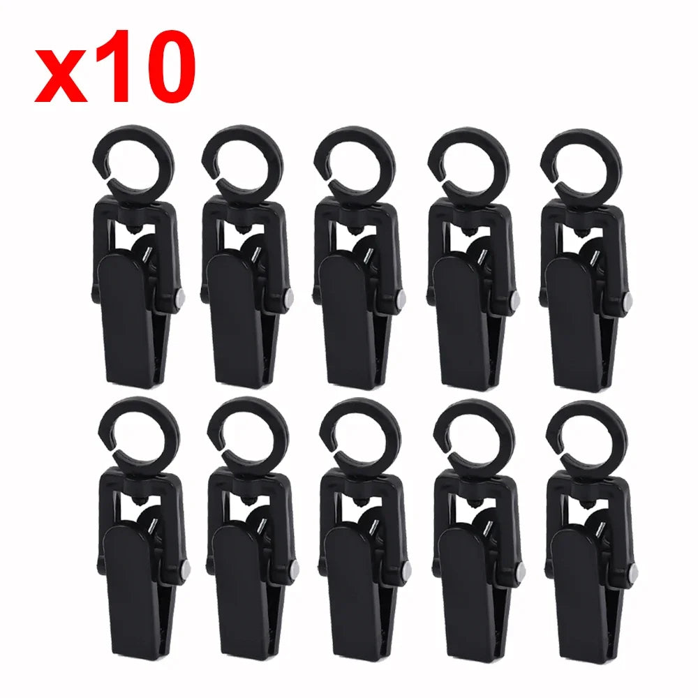 Rotatable Windproof Mini Clothes Clips 10pcs  Plastic Laundry Clamps (Black)