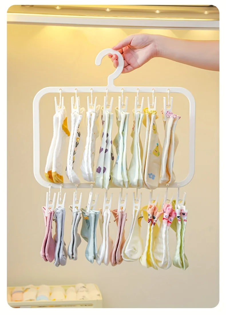 Multifunctional Clothes Drying Hanger with Clips (Pink)