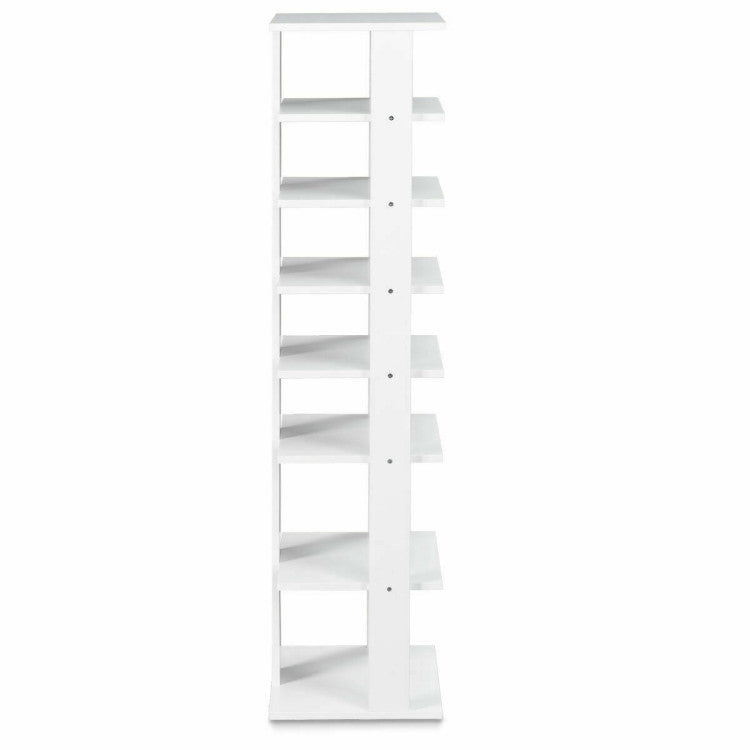 Wooden Vertical Shoe Rack 7 Tiers for Front Door (White)