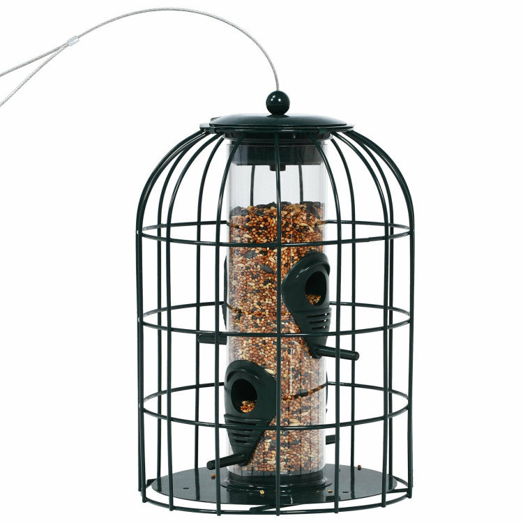 Squirrel Proof Bird Feeder Metal Cage for Backyards