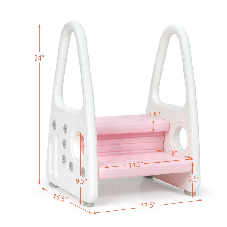 Step Stool with Armrest for Kitchen Toilet Potty Training, Pink