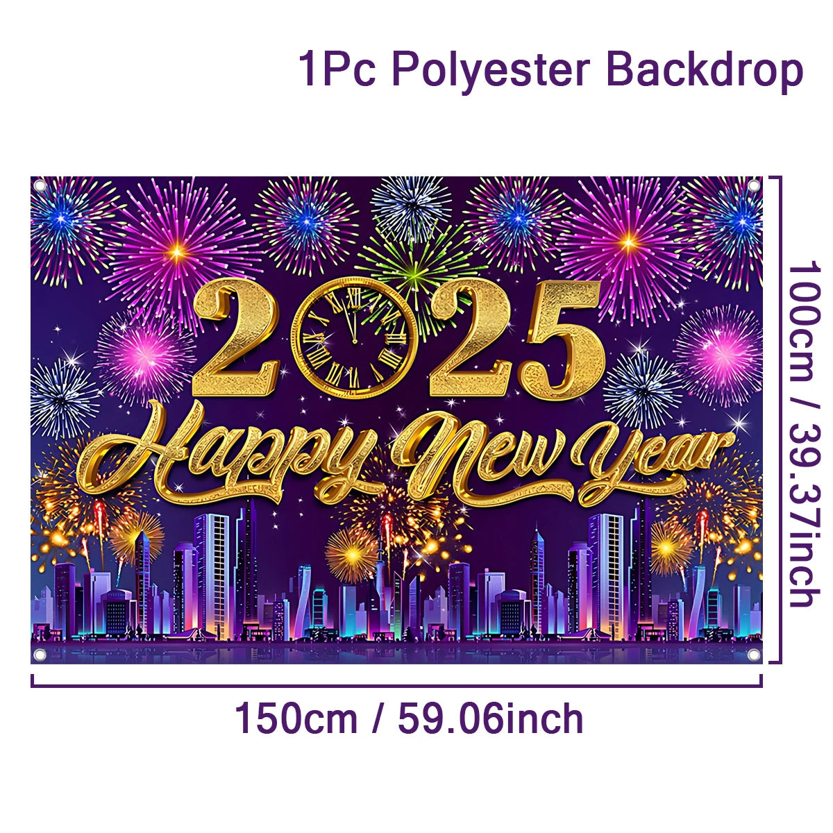 2025 Happy New Year Backdrop Banner for Christmas Party Background