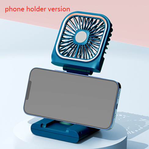 Portable Fan Dual Cooling with Phone Holder USB Rechargeable Summer Cooler (Blue)
