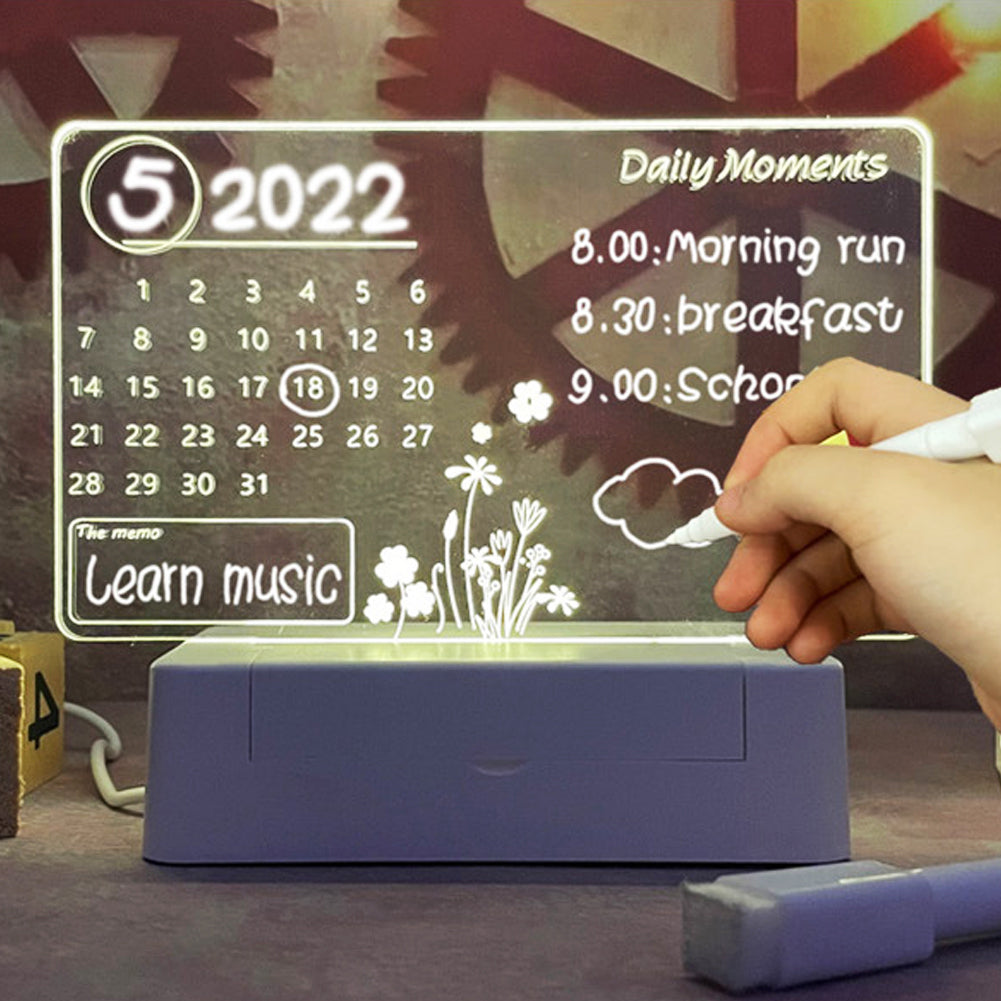 Calendar LED Note Board Gift for Kids & Girlfriend USB Night Light Message Board