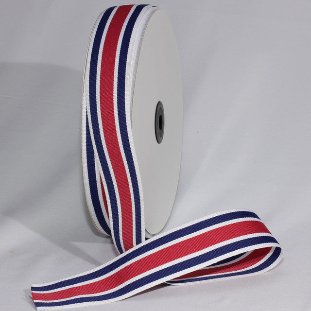 Striped Grosgrain Ribbon Navy Blue Red Craft Supplies
