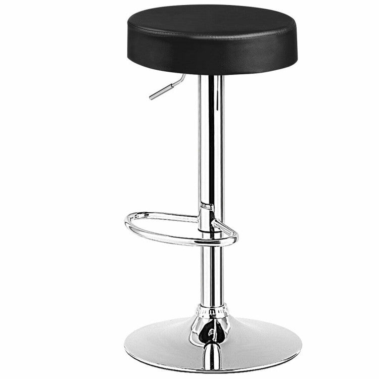 1 Piece Round Bar Stool Adjustable Swivel Pub Chair, Black