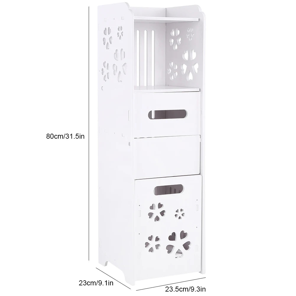 Wood Plastic Board 3 Tier Bathroom Shelf Cabinet