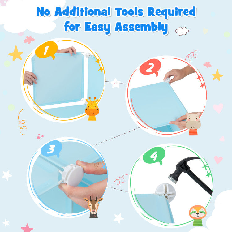 12 Cube Kids Wardrobe Closet Hanging Section Doors (Blue)