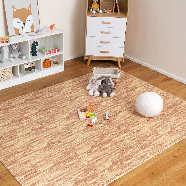 Wood Grain Foam Floor Tiles 12 Piece