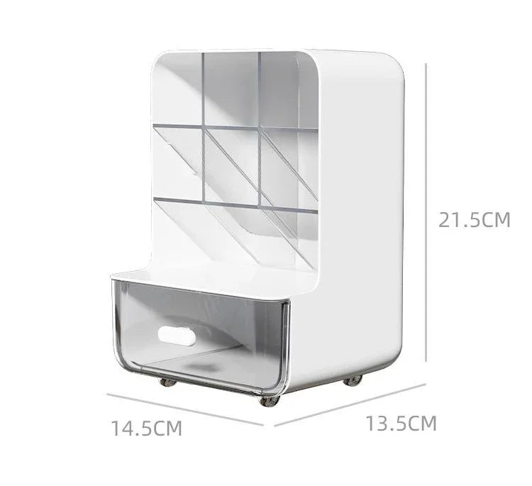 Slanted Pen Holder Large Capacity Desk Stationery Storage Box (White)