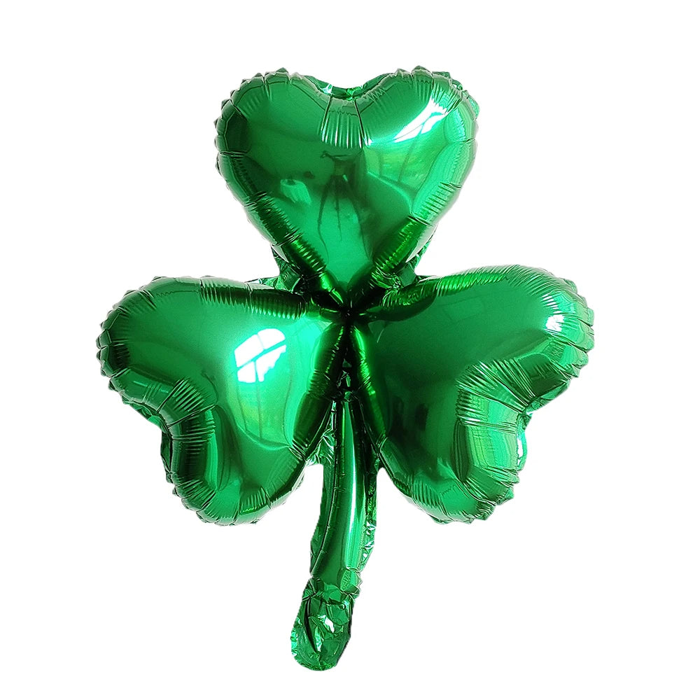 Green Leaf Clover Foil Balloons Set of 9 for St Patrick's Day & Party Decor