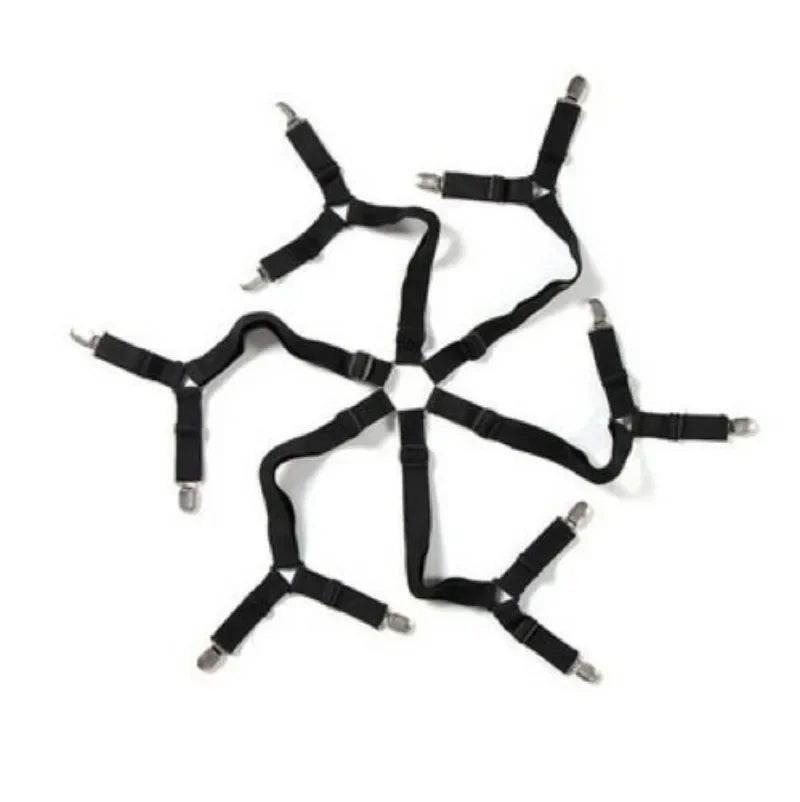 Adjustable Elastic Bed Sheet Holder 12 Clips (Black)