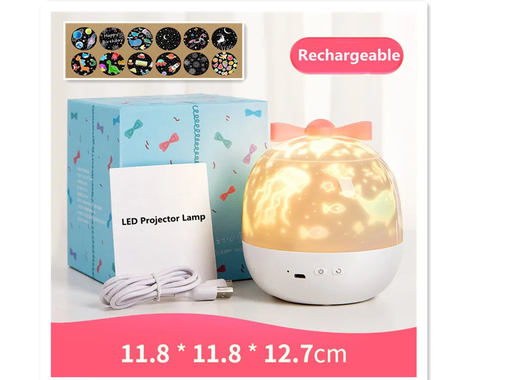 Rotating Starry Projector Galaxy Moon Night Light for Bedroom