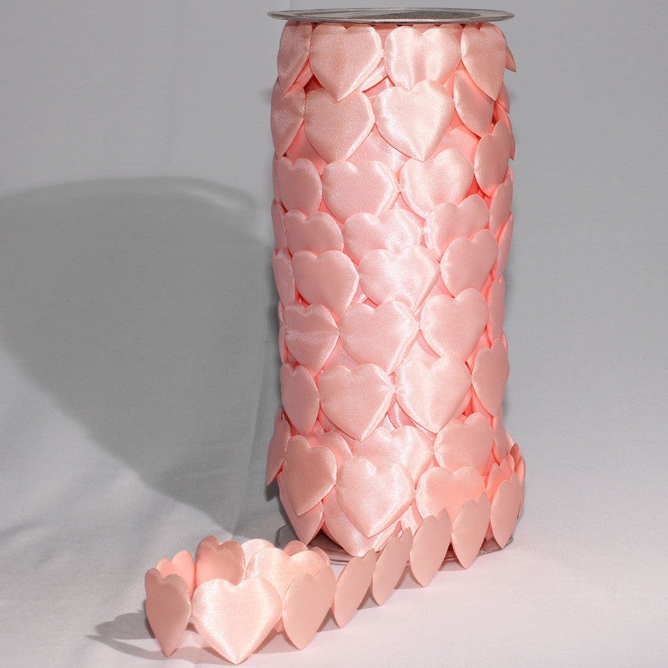 Pink Solid Heart Ribbon for Crafts Premium Decorative Fabric Ribbon – 20 Yard (1.5" Wide)