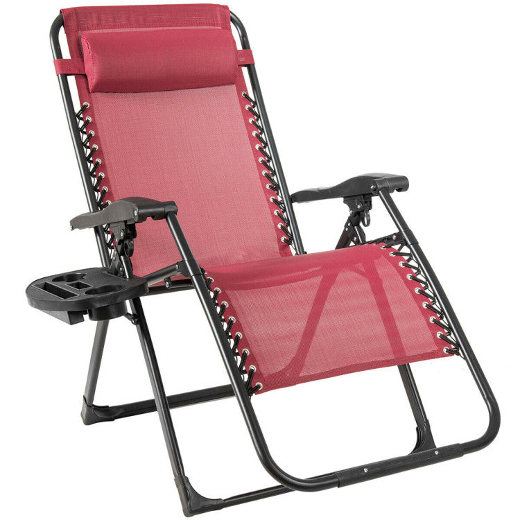 Oversized Outdoor Lounge Chair with Cup Holder (Dark Red)