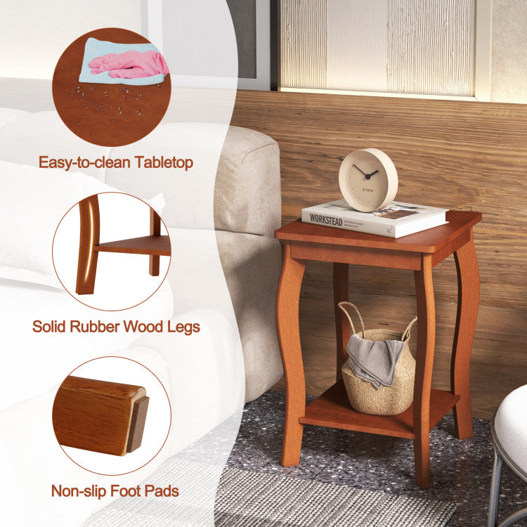 Square End Table 2 Tier Storage Shelf 15 Inch