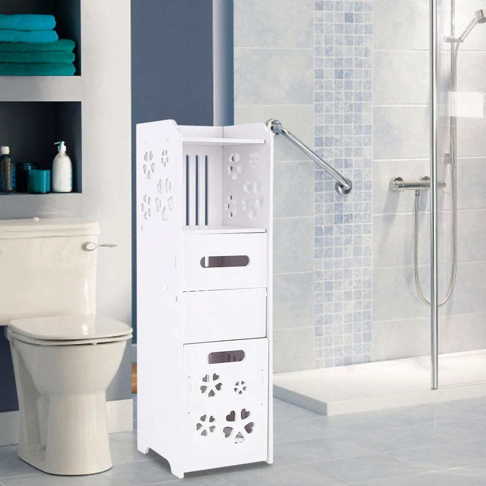 Wood Plastic Board 3 Tier Bathroom Shelf Cabinet