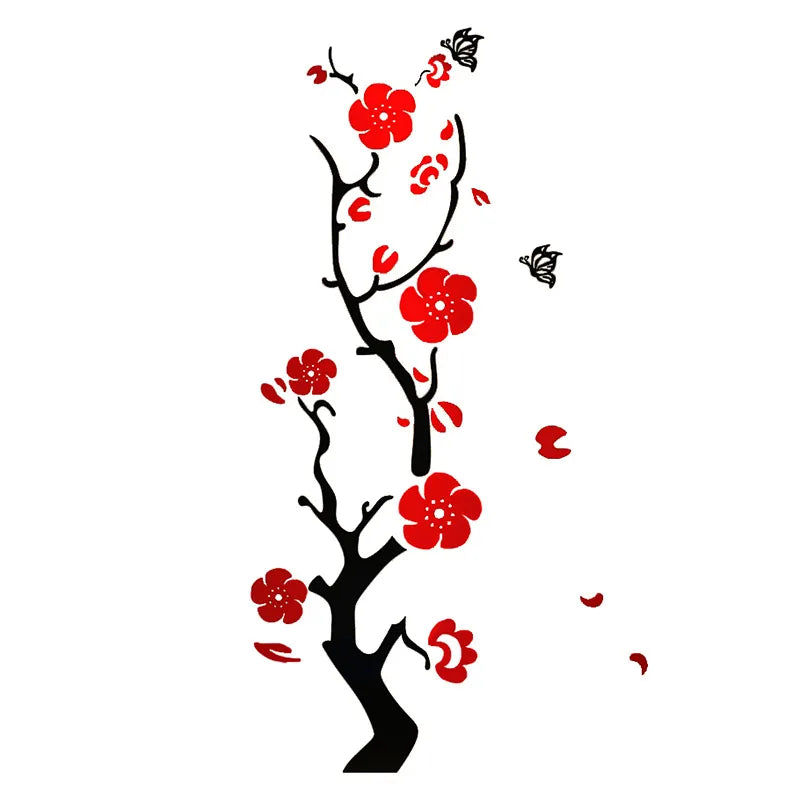 Plum Blossom Porch Decoration Wall Stickers, Extra Large (Red)