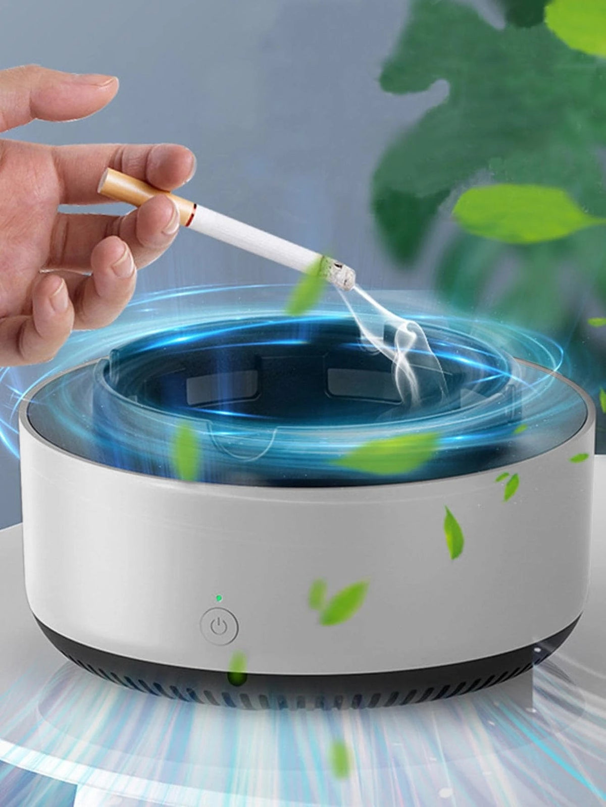 Smokeless Ashtray Purifier for Instant Odor Removal (White)