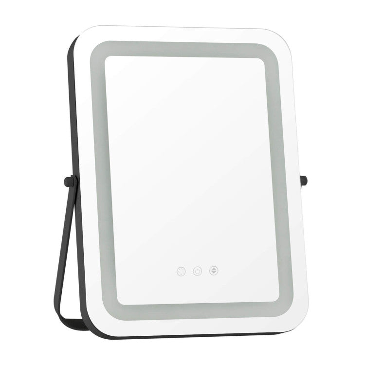 Rectangular Makeup Mirror 3 Color Dimmable Lights (Black)