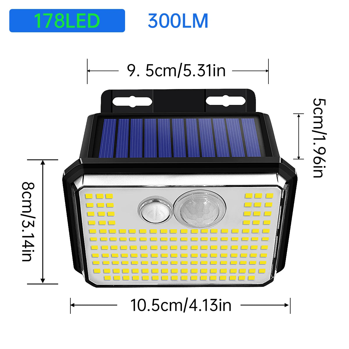 178 LEDs Motion Sensor Wall Light 2 Pack Solar Powered Security Lamp