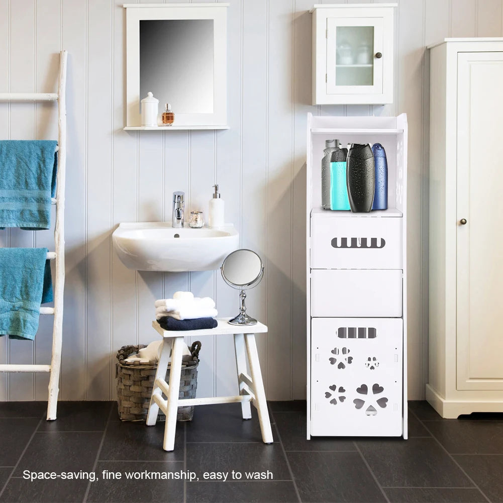 Wood Plastic Board 3 Tier Bathroom Shelf Cabinet