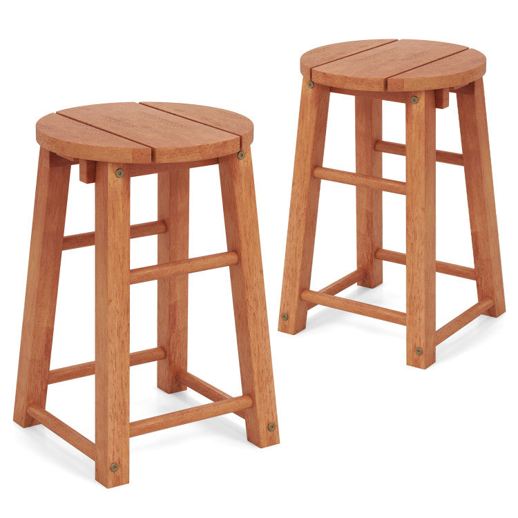 Outdoor Wood Bar Stools 18-Inch (Set of 2)