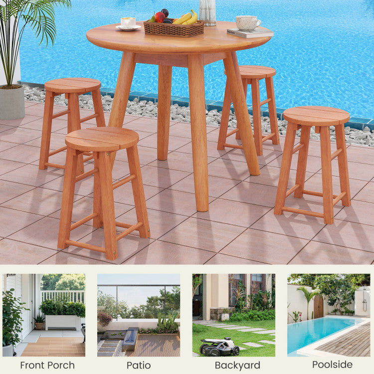 Outdoor Wood Bar Stools 18-Inch (Set of 2)