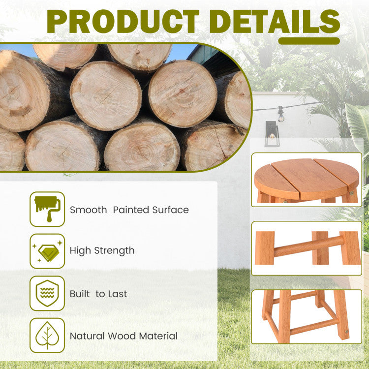 Outdoor Wood Bar Stools 18-Inch (Set of 2)