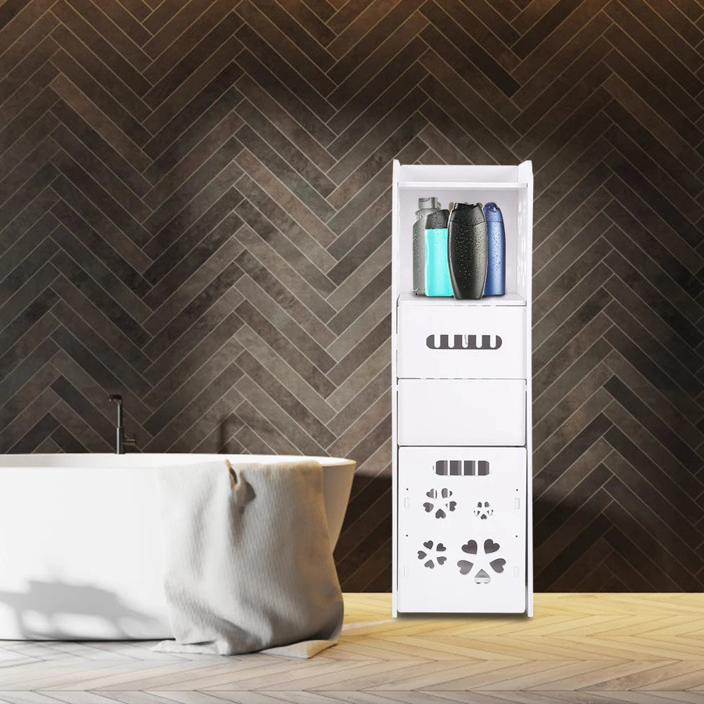 Wood Plastic Board 3 Tier Bathroom Shelf Cabinet