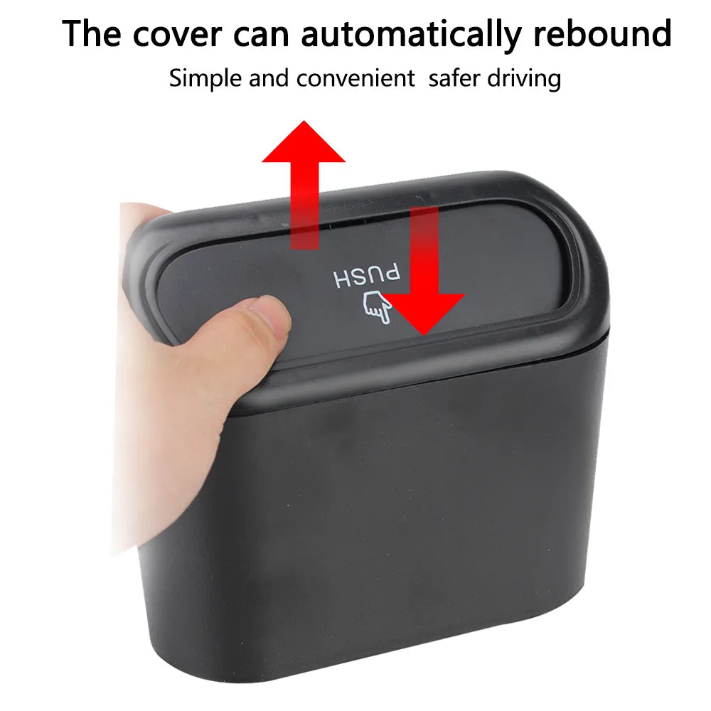 Car Interior Storage Case Trash Bin 1L Push Can Mini Tray Dustbin Garbage Box