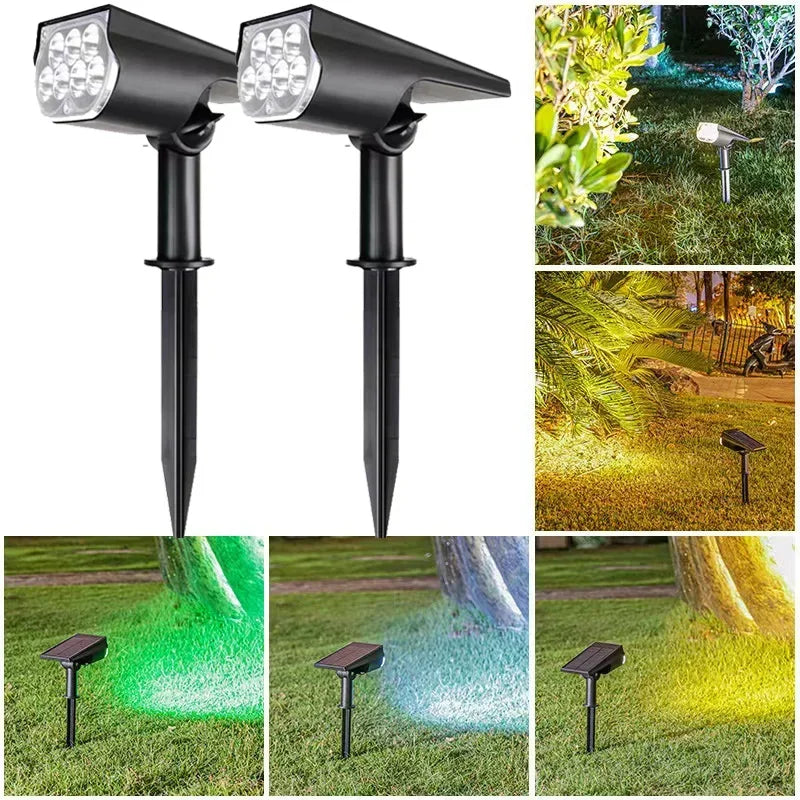 Solar Powered Lamp 1 Piece, 7 LED Adjustable Solar Spotlight In-Ground IP65 Waterproof Landscape Wall Light Outdoor Lighting, Warm White