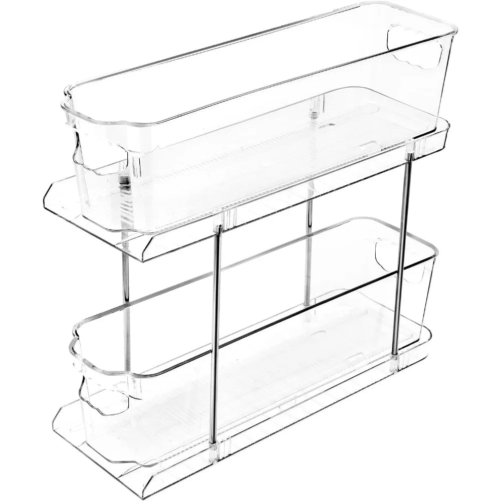 Adjustable 2-Tier Slide Out Organizer for Medicine Cabinet Vanity