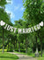 Just Married White Love Pull Flag Banner Pull Flowers