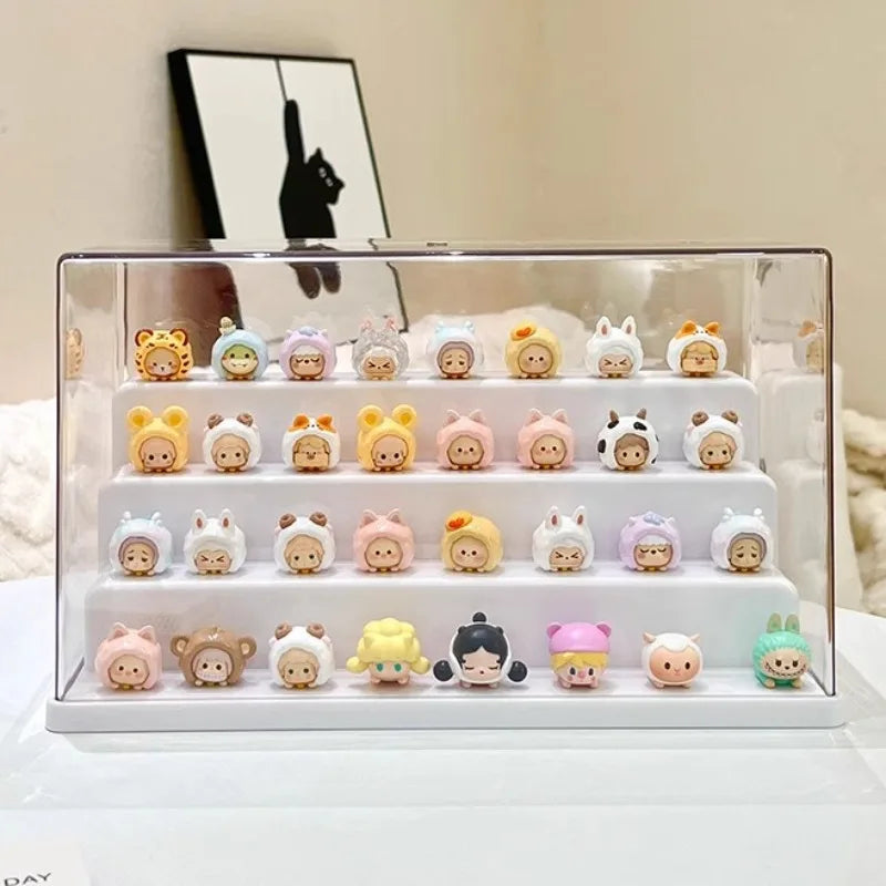 Clear Acrylic Display Case Dustproof Storage Organizer Pearl White)