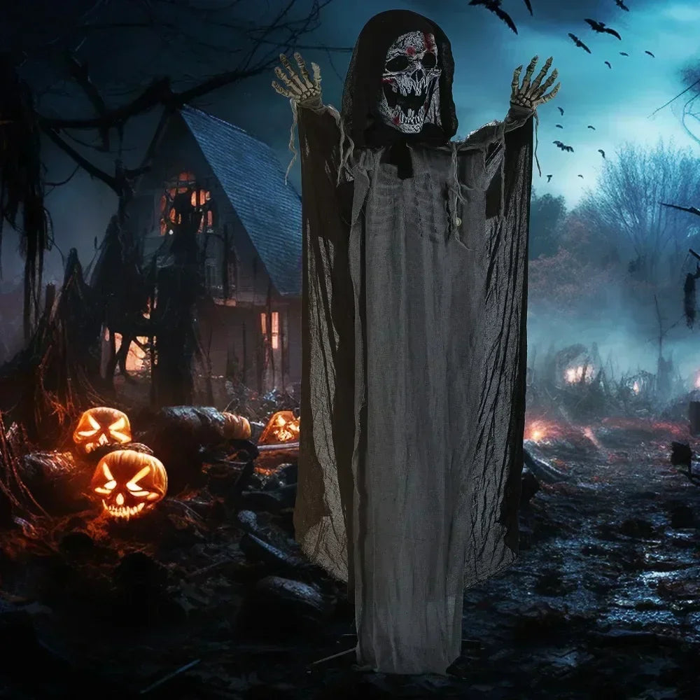 74" Life-Size Animated Skeleton Witch Decoration