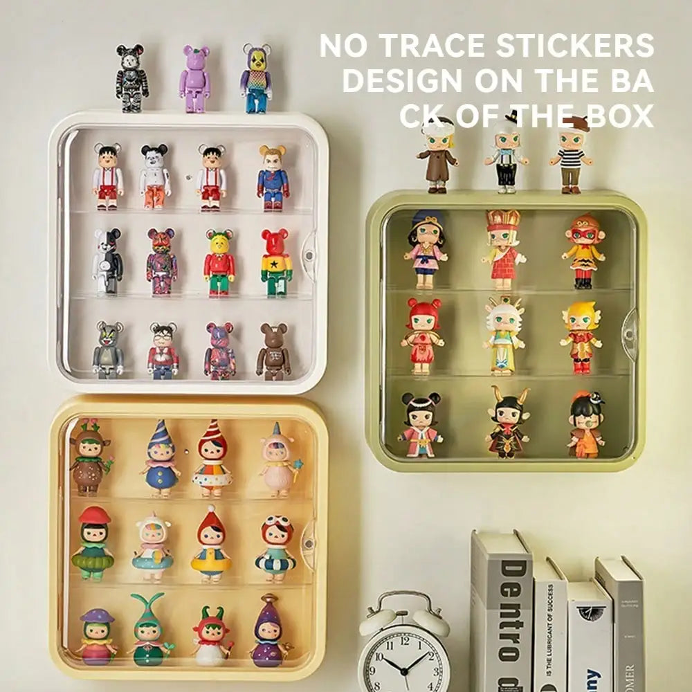 Wall Storage Organizer 3-Tier Display Case for Small Toys Figures (White)