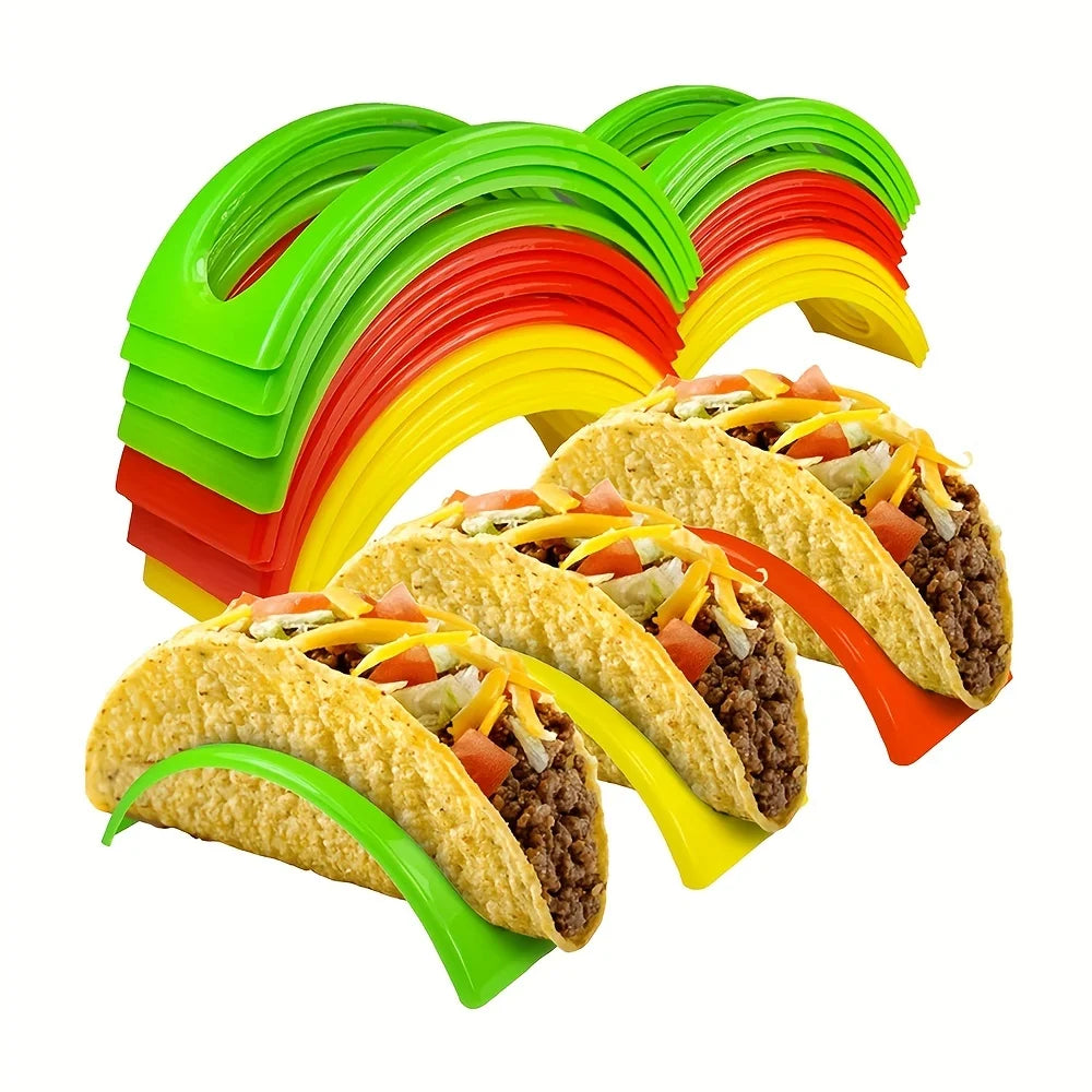 Stackable Taco Rack System 3PCS Colorful PP Plastic Tortilla Stand (Multicolored)